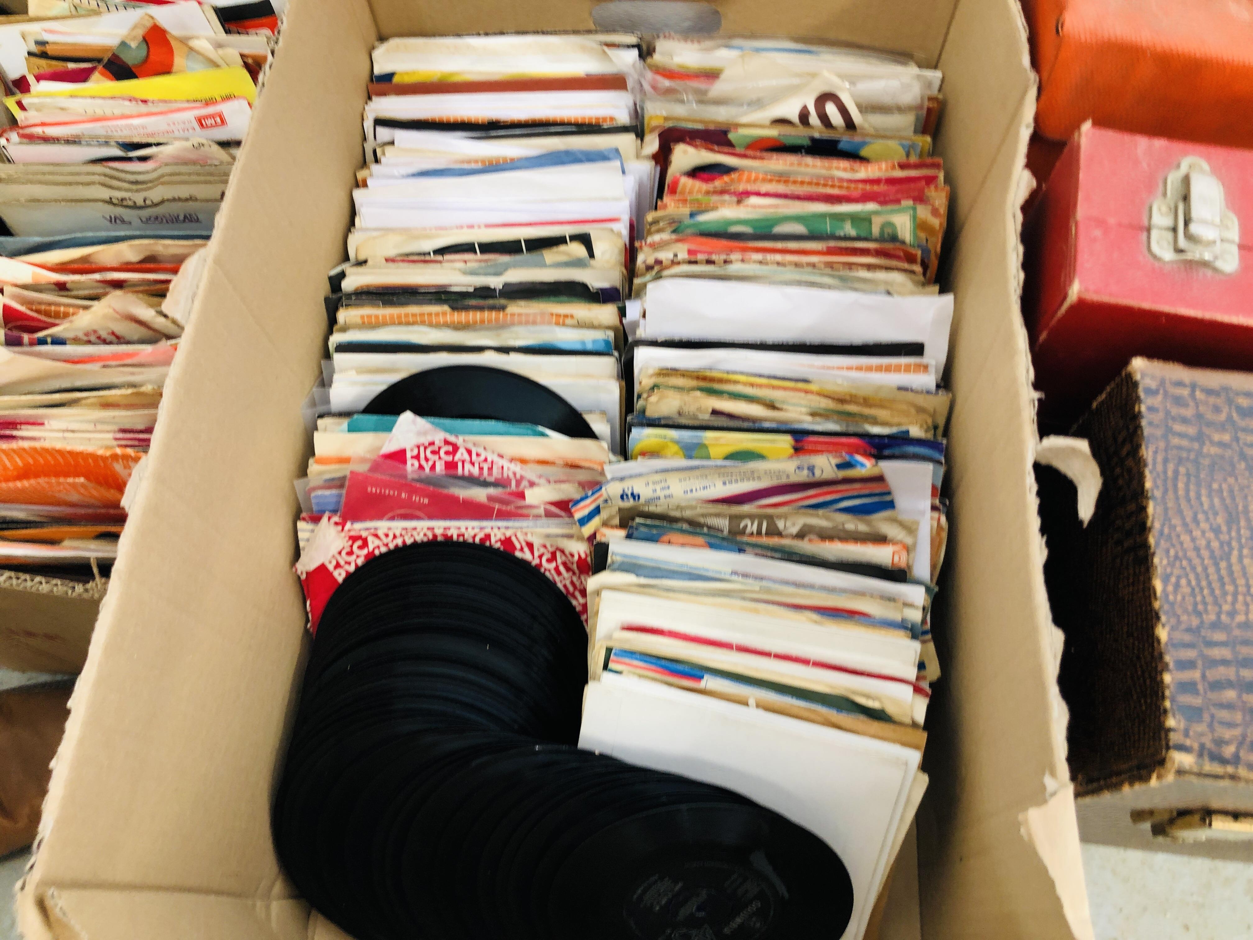 5 BOXES CONTAINING A LARGE ASSORTMENT OF 45RPM RECORDS VARIOUS ARTISTS AND GENRES ALONG WITH - Image 3 of 5