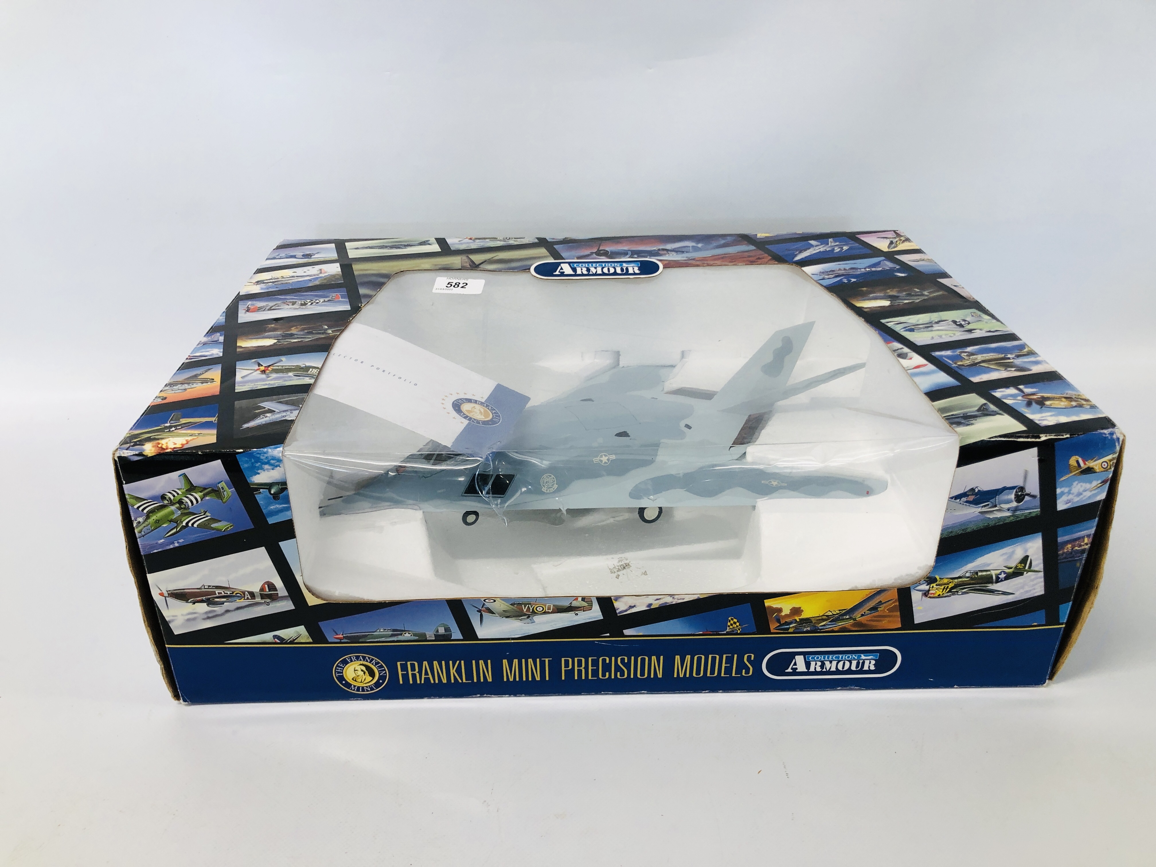 A FRANKLIN MINT PRECISION F-117 STEAL U.S.A.F NIGHT HAWK GOES GREY MODEL.