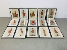 A COLLECTION OF FIFTEEN FRAMED VANITY FAIR HUNTSMEN "SPY" PRINTS (GLASS A/F IN SOME)