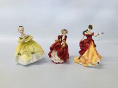 3 X ROYAL DOULTON FIGURINES TO INCLUDE BELLE HN3703, THE LAST WALTZ HN2315,