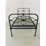 A VICTORIAN STYLE SINGLE IRON FRAMED BEDSTEAD.