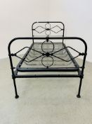 A VICTORIAN STYLE SINGLE IRON FRAMED BEDSTEAD.