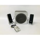 A LOGITECH 2.1 SPEAKER SYSTEM (NO CABLE SUPPLIED) - SOLD AS SEEN.