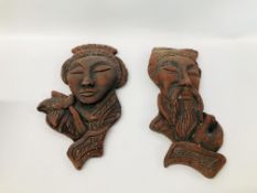 PAIR OF ETHNIC PLASTER WALL PLAQUES