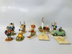 A COLLECTION OF 9 ROYAL DOULTON COLLECTORS RUPERT BEAR FIGURES TO INCLUDE BINGOS HUGE FIREWORK,