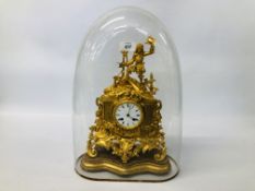 C19TH FRENCH ORMOLU CLOCK MARKED "ROLLIN" PARIS WITH GLASS DOME