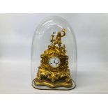 C19TH FRENCH ORMOLU CLOCK MARKED "ROLLIN" PARIS WITH GLASS DOME