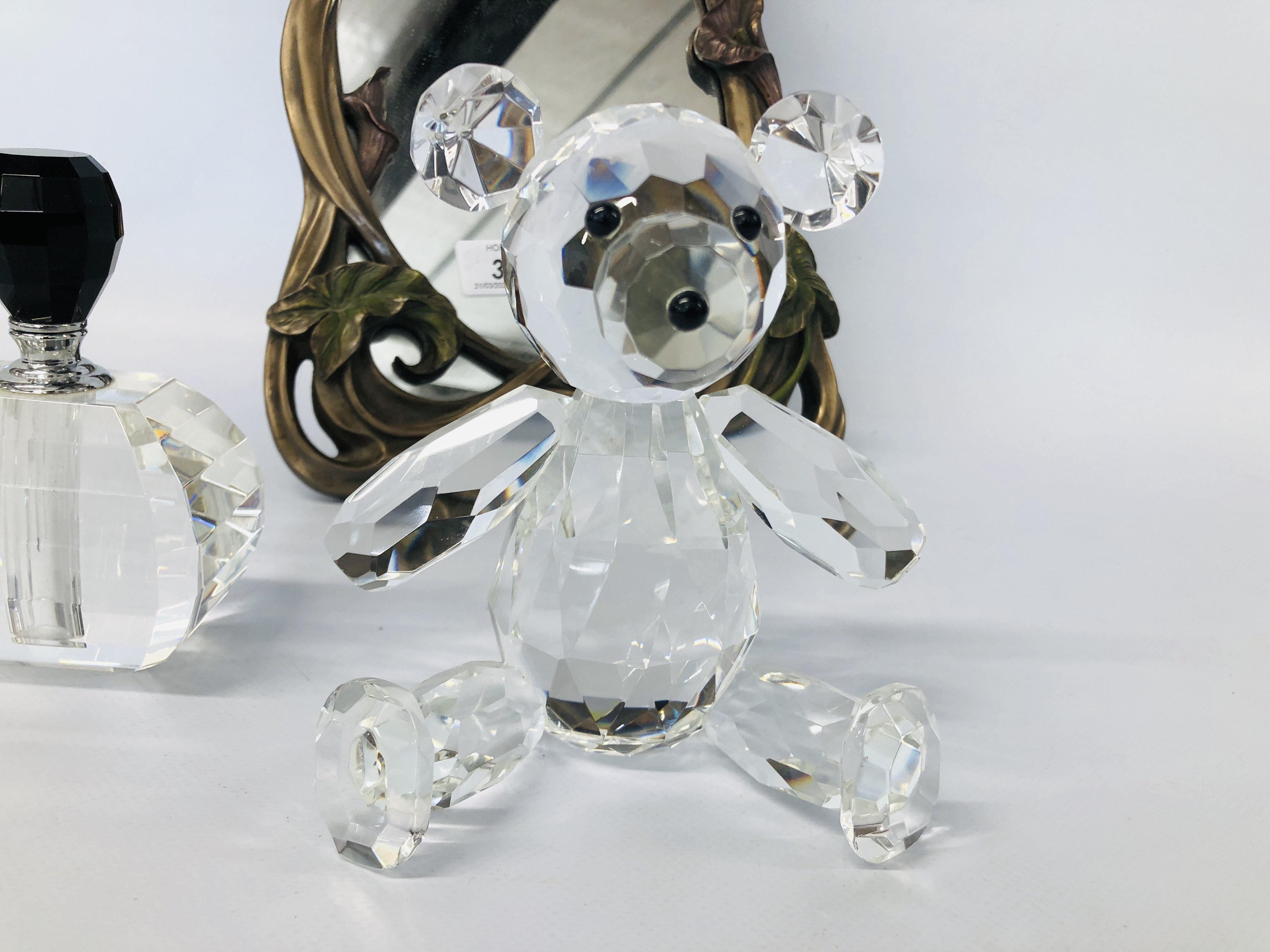 SWAROVSKI STYLE TEDDY BEAR ALONG WITH AN ART DECO STYLE PERFUME BOTTLE + AN ART NOUVEAU STYLE - Image 2 of 6