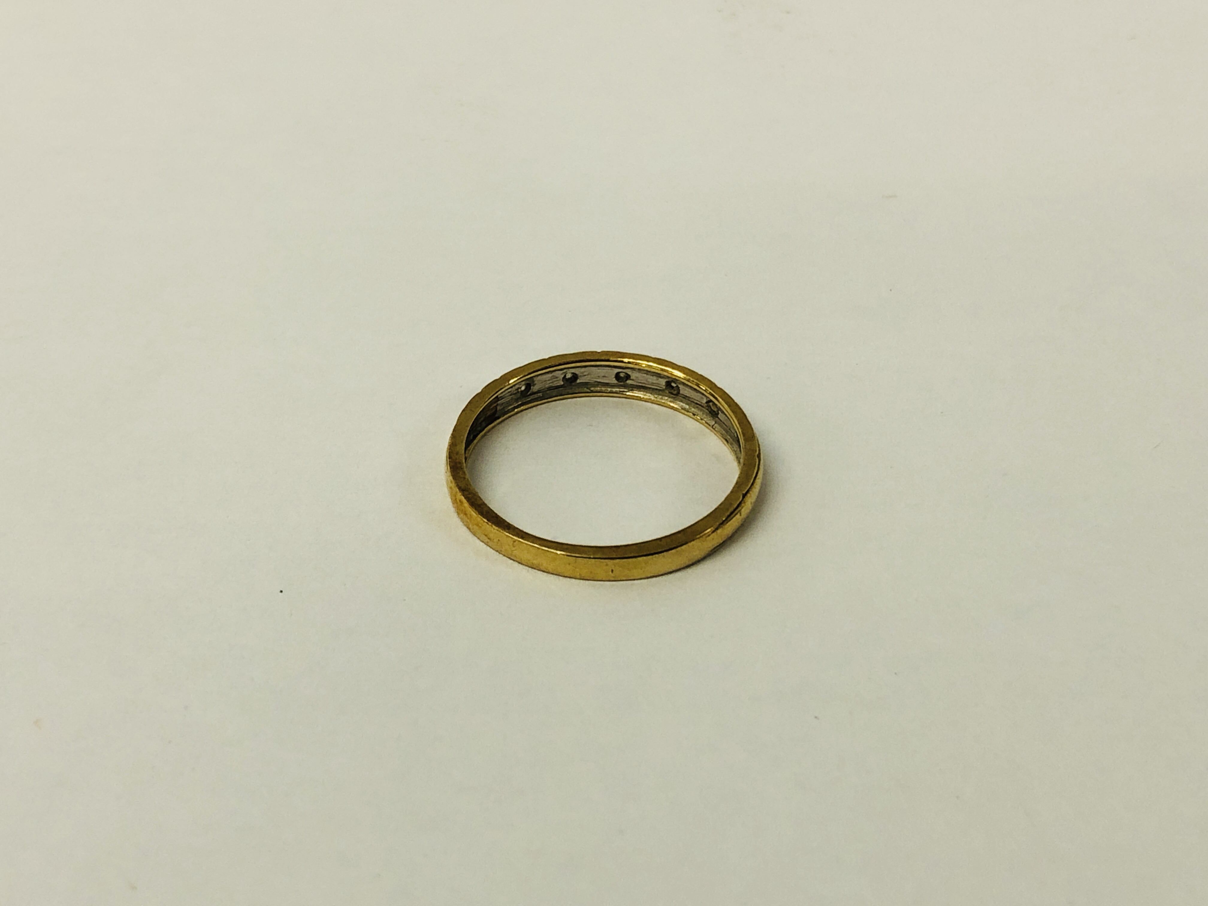 A SIX STONE DIAMOND BAND RING MARKED 9K SIZE J/K. - Image 3 of 11