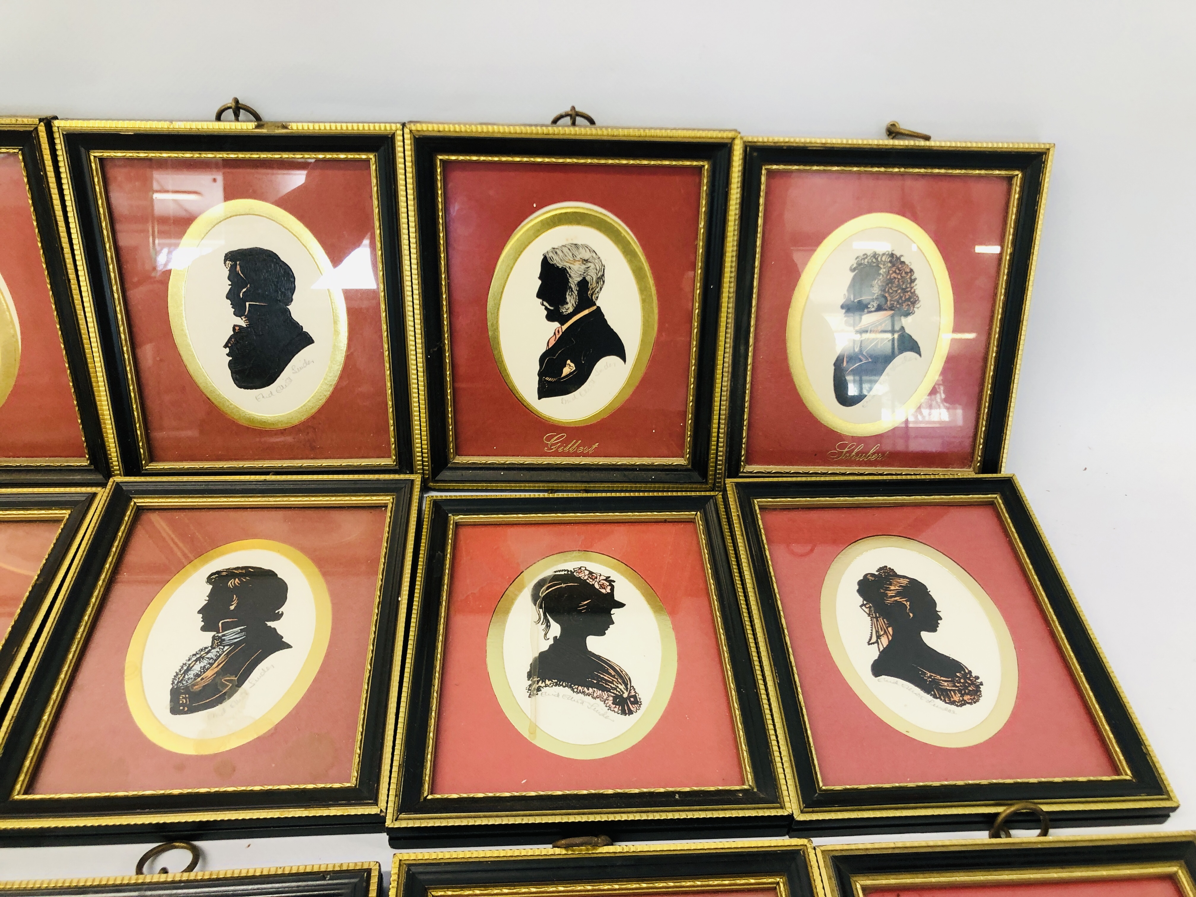 COLLECTION OF 17 "THE PENNYFARTHING GALLERIES" FRAMED SILHOUETTES - Image 3 of 6