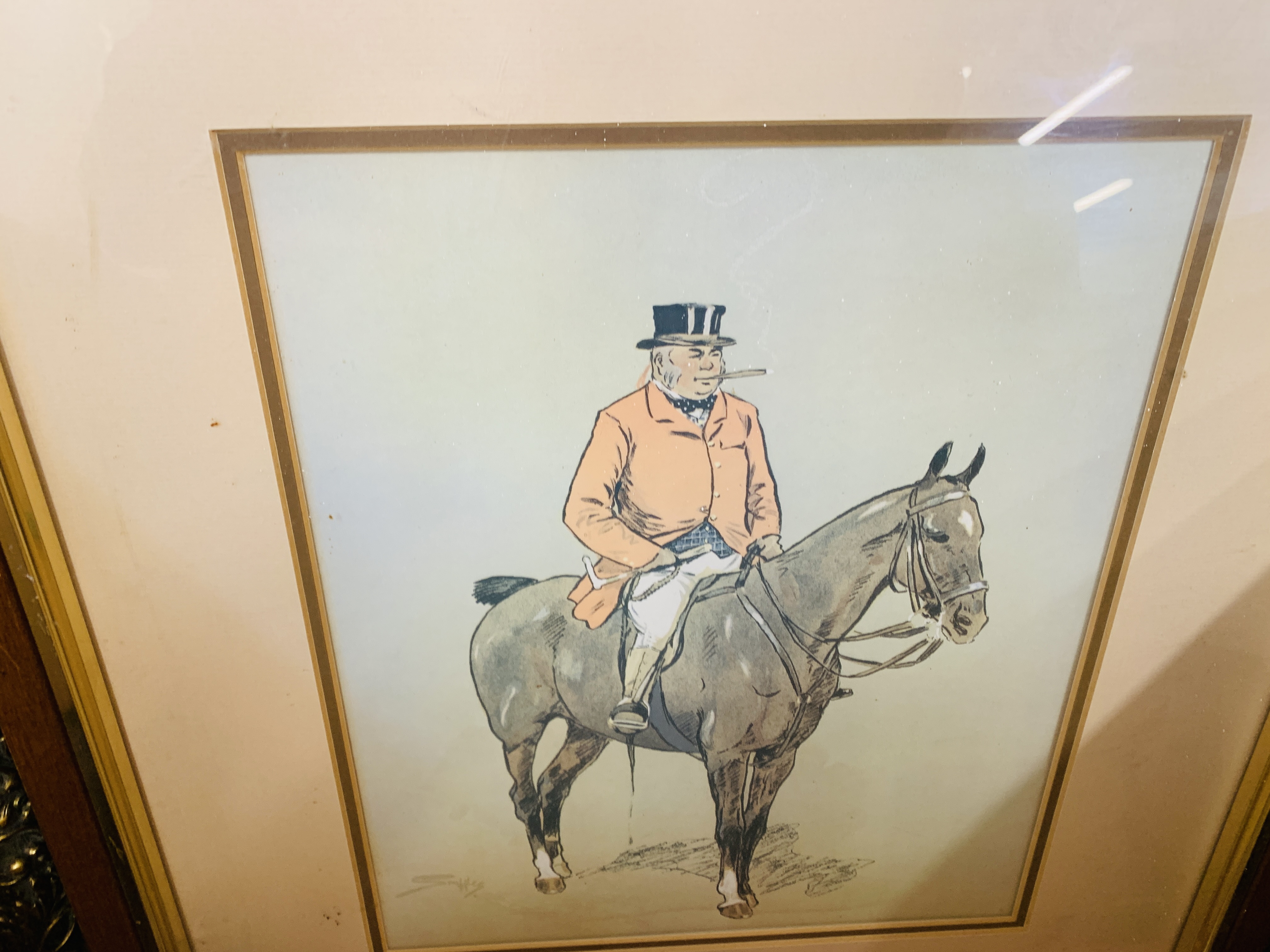 TWO BOXES CONTAINING ASSORTED PRINTS AND PICTURES TO INCLUDE HORSE RACING, COACHING, HUNTING, - Image 7 of 14