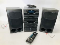 A GOODMANS MS 355 COMPACT STEREO WITH A PAIR OF GOODMANS MS 355 SPEAKERS - SOLD AS SEEN.