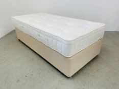 A JOHN LEWIS POCKET SPRUNG SINGLE DIVAN BED WITH DRAWER BASE.