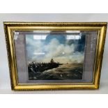 GILT FRAMED OIL ON BOARD "COASTAL SCENE" BEARING SIGNATURE ALLEN 76 WIDTH 59CM. HEIGHT 49CM.