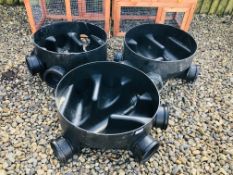 3 X AS NEW OSMA 110MM FIVE ENTRY INSPECTION CHAMBER BASES