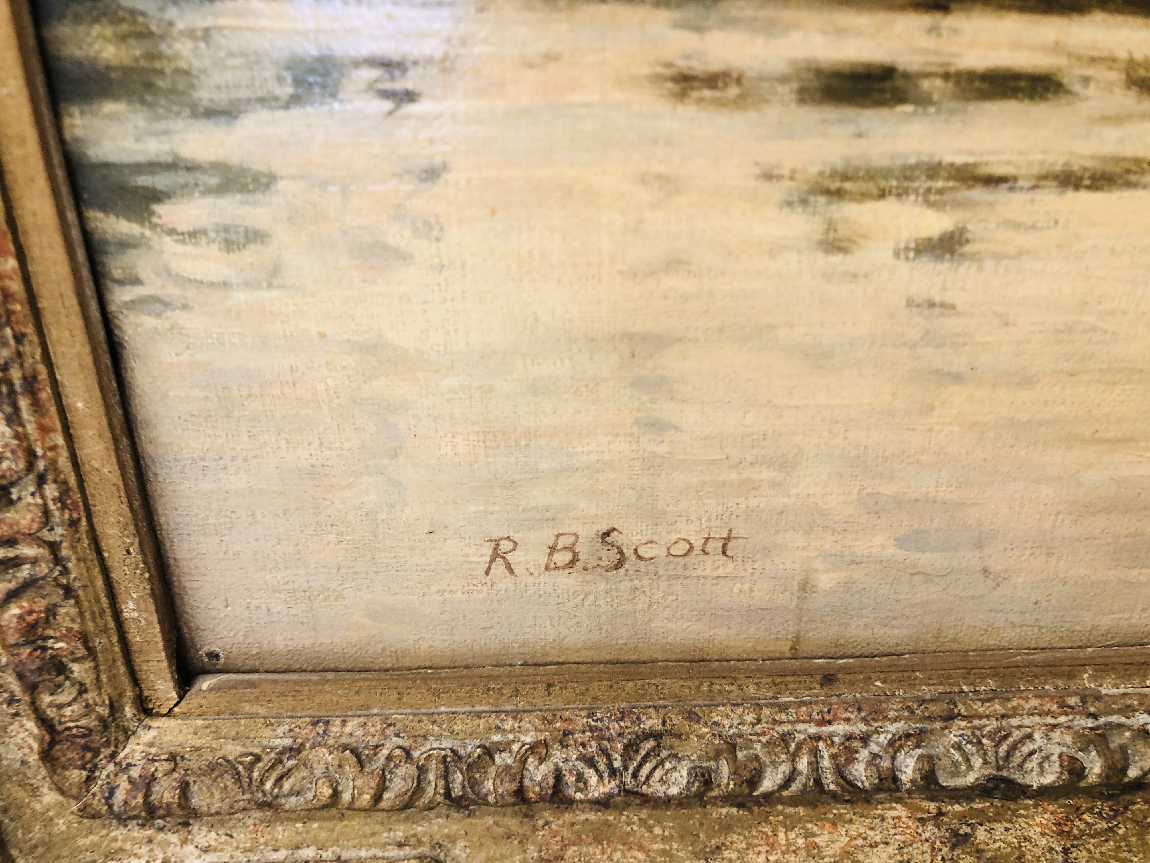 FRAMED OIL ON CANVAS "ACLE BRIDGE" BEARING SIGNATURE ROBERT BAGGE SCOTT 1849 - 1925. - Image 7 of 9