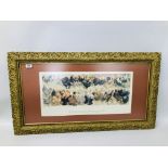 A FARMYARD POULTRY PRINT MOUNTED IN GILT FRAME