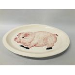 LARGE ITALIAN GLAZED CHARGER DEPICTING A PIG LENGTH 56CM. WIDTH 43CM.