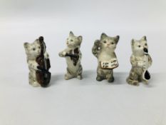 A SET OF 4 MUSICAL BESWICK CATS