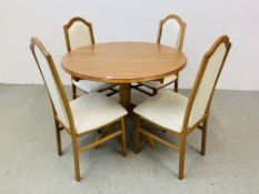 A CAXTON MODERN EXTENDING CIRCULAR TOP PEDESTAL DINING SET COMPRISING OF A TABLE (DIAMETER 103CM)