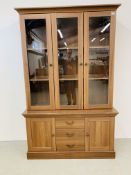 A SCHREIBER HYDE 3 DOOR DISPLAY CABINET W 127CM, D 45CM, H 201CM.