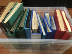 LARGE TUB STAMP COLLECTIONS IN THIRTEEN ALBUMS, USA, GB, GERMANY ETC.