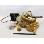 BOX OF COLLECTIBLES TO INCLUDE MAINLY DRESSING TABLE BRUSHES WITH EMBROIDERED DETAIL,