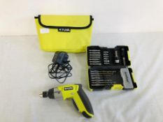 RYOBI LITHIUM 4V CORDLESS DRILL DRIVER WITH CHARGER AND CARRY CASE PLUS RYOBI CASED DRILL AND