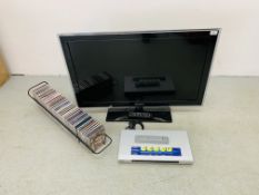 A SAMSUNG 37" FLAT SCREEN TELEVISION ALONG WITH SONY DVD PLAYER AND QUANTITY MUSICAL CD'S - SOLD