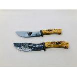 TWO DECORATIVE KNIVES - ONE WITH WOLF AND ONE WITH EAGLE - COLLECTION ONLY,