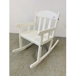 A MODERN WHITE FINISH CHILDS ROCKING CHAIR