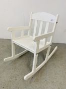 A MODERN WHITE FINISH CHILDS ROCKING CHAIR