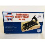 FAITHFULL TOOLS No. 778 CARPENTERS REBATE PLANE BOXED AS NEW.