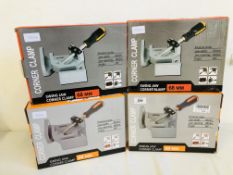4 X BOXED 68MM SWING JAW CORNER CLAMPS (AS NEW).