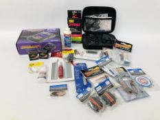 A BOX CONTAINING ASSORTED ELECTRONIC MODEL BUILDING ACCESSORIES TO INCLUDE SIGMA ECO 2 80 WATT