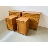 A PAIR OF MODERN CHERRYWOOD FINISH THREE DRAWER CHESTS EACH W 82CM, D 52CM,