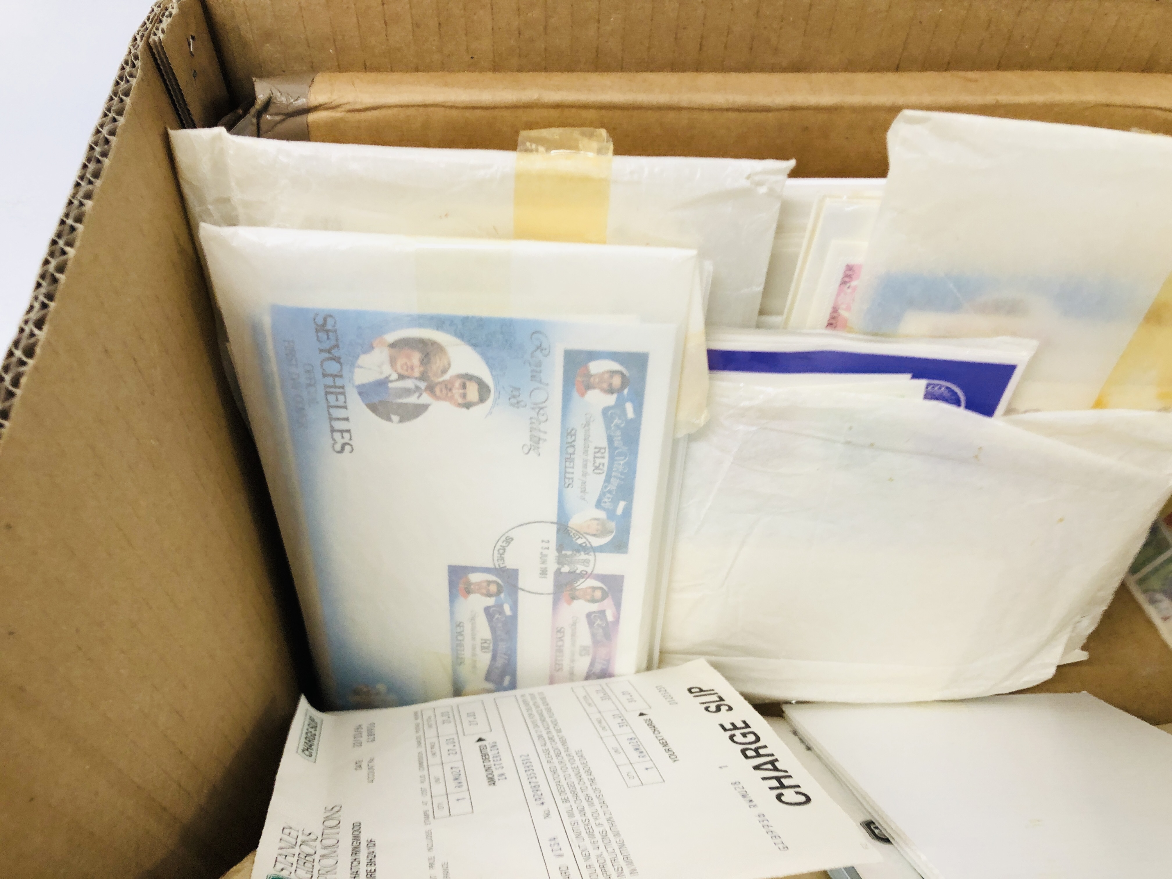 A BOX CONTAINING 1981 ROYAL WEDDING STAMPS AS RECEIVED FROM THE NEW ISSUE SERVICE ETC. - Image 6 of 8