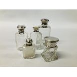 5 X SILVER TOPPED DRESSING TABLE BOTTLES TO INCLUDE ASPREYS, ETC.