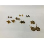 8 X PAIRS OF 9CT GOLD STUD EARRINGS TO INCLUDE STONE SET EXAMPLES ETC.