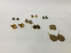 8 X PAIRS OF 9CT GOLD STUD EARRINGS TO INCLUDE STONE SET EXAMPLES ETC.