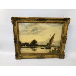 FRAMED OIL ON CANVAS "ACLE BRIDGE" BEARING SIGNATURE ROBERT BAGGE SCOTT 1849 - 1925.