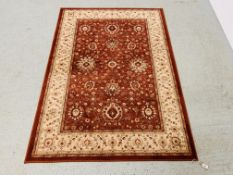 ROYAL KASHQUI 100% WOOL RED PATTERNED CARPET 120 X 170CM.