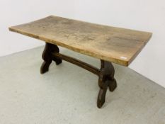 A JACK GRIMBLE BESPOKE HAND CRAFTED SOLID OAK REFECTORY DINING TABLE SIGNED AND DATED CROMER 1967