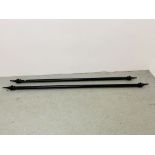 2 BLACK FINISH WOODEN CURTAIN POLES APPROX. 7FT.
