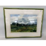 WATERCOLOUR OF A COUNTRY NORFOLK FARM SCENE BEARING SIGNATURE E GORDON