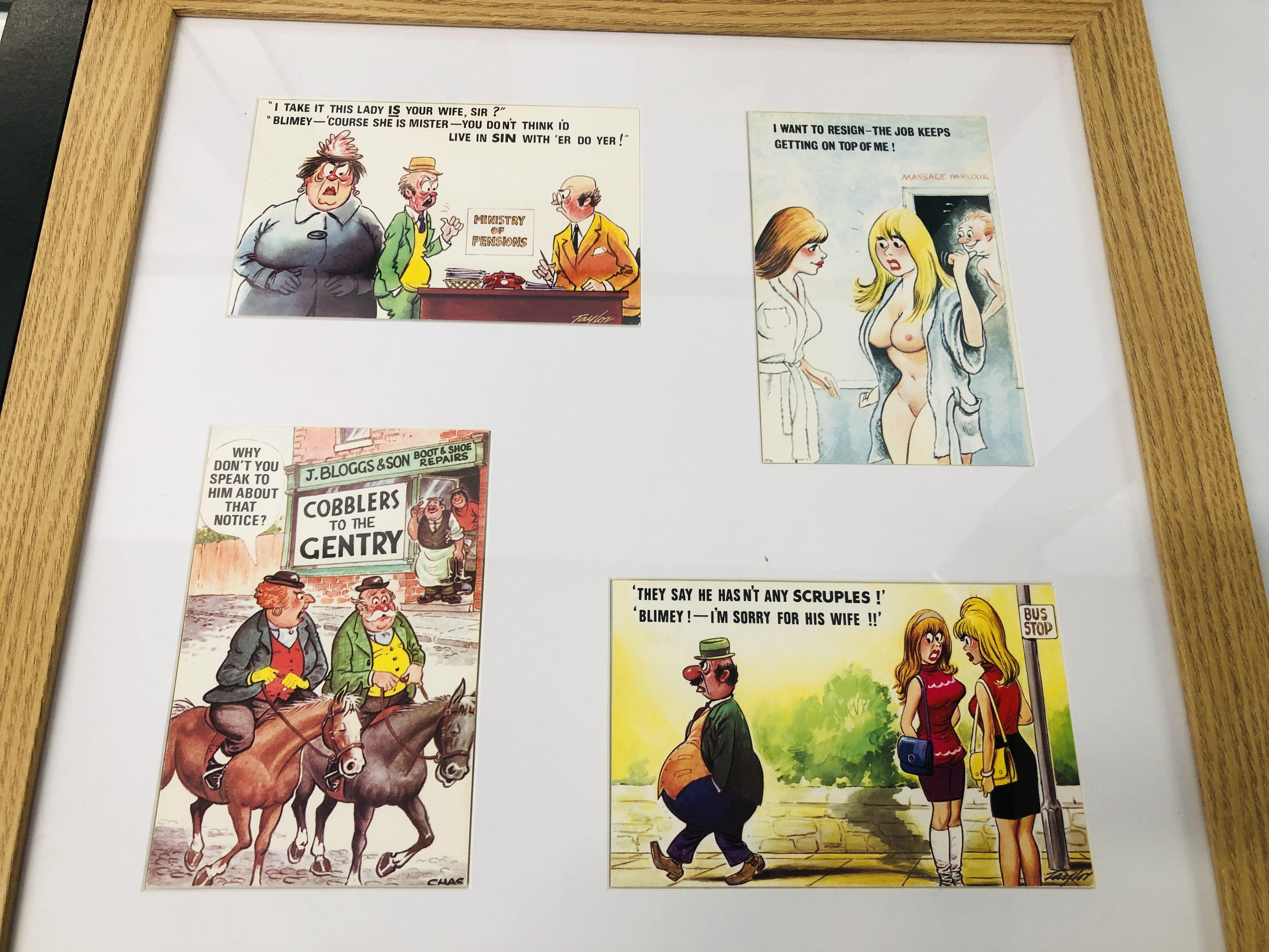 THREE FRAMED COMICAL POSTCARD DISPLAYS - Image 2 of 5