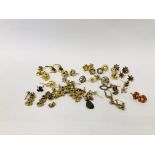 COLLECTION OF ASSORTED STUD EARRINGS TO INCLUDE STONE SET EXAMPLES AND SOME GOLD ETC.