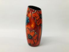 POOLE POTTERY 'POPPYFIELD' METROPOLITAN 23CM VASE WITH ORIGINAL BOX.