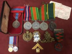 MEDALS: GROUP OF FOUR WITH BWM, DEFENCE, TERRITORIAL EFFICIENCY (Aa) TO 747735 GNR R.W. WELLS, R.A.