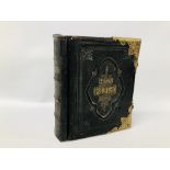 ANTIQUE LEATHER BOUND HOLY BIBLE WITH BRASS BANDING